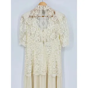 Vintage‎ Scott McClintock Ivory Cream Lace Pleated Dress Evening Gown Size 14 thumbnail 11