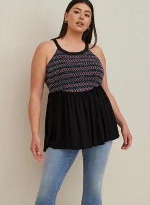 Torrid Smocked Halter Top-Crinkle Gauze Black size 2x new with out tag thumbnail 1