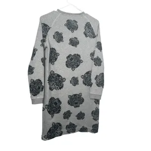 Kenzo Women’s Grey Flocked Velvet Tiger Logo Fleece Sweatshirt Dress-Size Large thumbnail 2