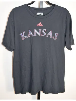 Adidas Kansas Black Graphic T-Shirt Size L – Go-To Tee Kansas Spellout Crewneck thumbnail 1