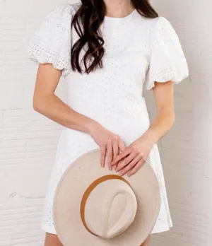 Free People Apricot Rose Mini Dress. Eyelet dress thumbnail 3