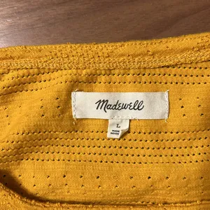 Madewell Pointelle Knit Short-Sleeve Crop Top Size Large Tungsten Glow thumbnail 5