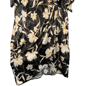 Naif Faux Wrap Satin Dress‎ Women's XL Balloon Sleeve Lilly Floral Wedding Event thumbnail 5
