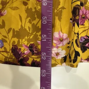 Tiered Satin Maxi Dress S Yellow Floral Puff Sleeve Cottagecore Romantic Whimsy thumbnail 5