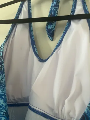 Blue Paisley Tankini Swim Top Halter Medium Tummy Control Swimsuit Boho NWT thumbnail 6