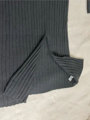 aerie Ribbed Knit Midi Sweater Dress in Grey Size M thumbnail 9