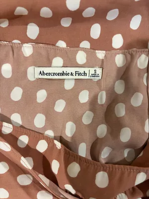 Abercrombie & Fitch Blush Pink Spotted Twist Front Slit Satin Midi Skirt Small thumbnail 2