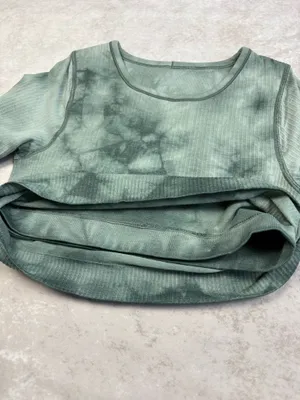 Lululemon Green Tie Dye Crop Long Sleeve Size 6 thumbnail 4