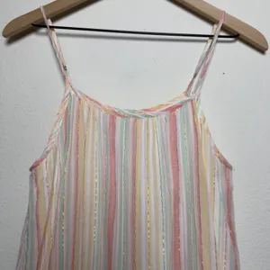 Anthropologie dRA Women Cotton Mini Dress Striped‎ Metallic Tiered Babydoll Boho thumbnail 4
