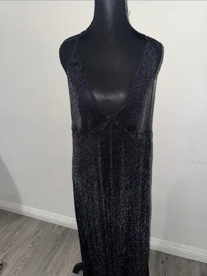 Daisy Black Sheer Sparkle Swim Coverup Maxi thumbnail 2