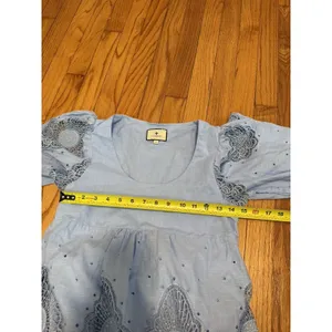 Tuckernuck Ashlyn Midi Lace Linen Cotton Dress in Forget Me Not Blue Size Small thumbnail 9