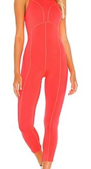 FP Movement Side To Side Performance Onesie in Neon Coral FREE PEOPLE thumbnail 1