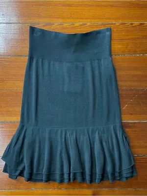 NWT Kookai Paris Jupe Poivre Gray Knit Flounce Mini Skirt Sz 1 (US 2/4)💛🎀 thumbnail 3