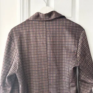 Avec Les Filles Anthropologie Brown Blue Houndstooth Longline Blazer Small 80103 thumbnail 9