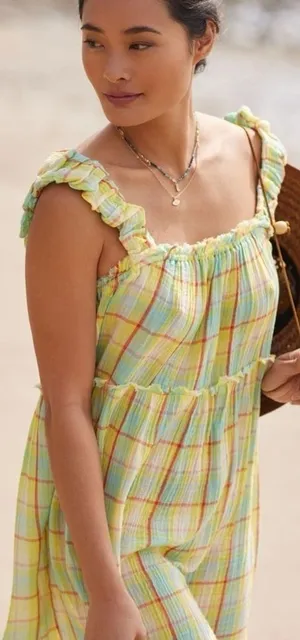By Anthropologie Ruffled Plaid Babydoll Dress thumbnail 1