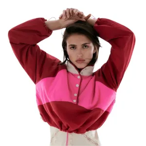 Zara Cropped Shearling Retro Colorblock Jacket M thumbnail 1