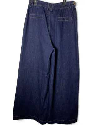 Free Market Wide Leg Jeans Womens M Dark Wash High Rise Gold Chain Denim thumbnail 11