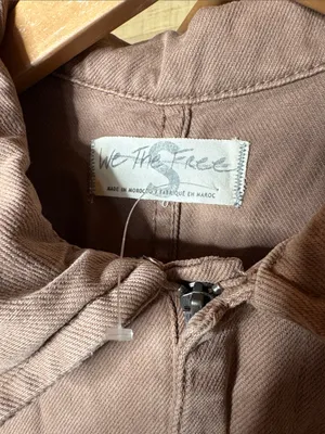 Free People We The Free Sammie Utility Denim Jumpsuit Coverall NWOT Brown Small thumbnail 4