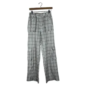 American Threads Plaid Cargo Wide Leg Pants Tan Utility Streetwear Size Medium thumbnail 2