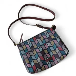 Fossil Multi Color Geometric Chevron Crossbody‎ Bag Burgundy Strap ZB7301 thumbnail 1