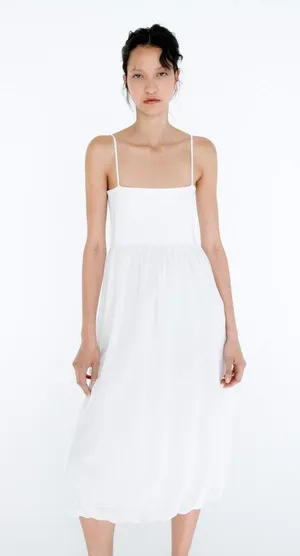 Zara NWT White Combination MIDI DRESS. Size Large. thumbnail 7