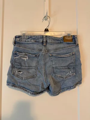 American Eagle Outfitters Light Blue Ripped Jean Shorts thumbnail 2