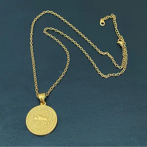 18K Gold plated Taurus Zodiac Sign Quarter Coin Pendant 20” Necklace 15.7g thumbnail 3