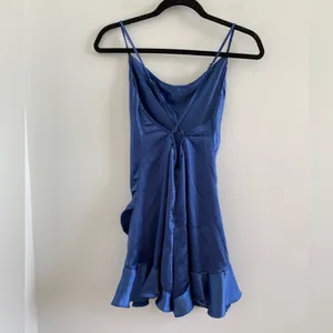 Princess Polly Navy Janson Playsuit Satin Ruffle Romper Size 6 **FLAWS** thumbnail 10