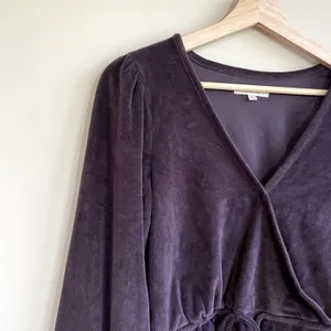 Madewell purple corduroy faux wraparound long sleeved blouse women's size M‎ thumbnail 2