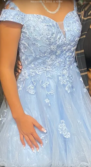 Blue Lace Prom Dress Size M thumbnail 1