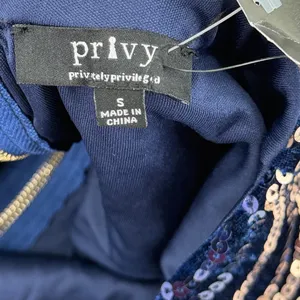 Privy Boutique 5ive Navy Gold Sequin Scallop Mini Dress PD4312 Small NWT thumbnail 5