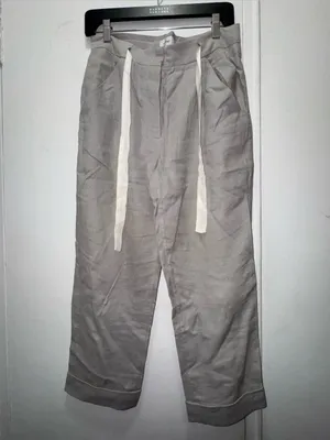 Aritzia Wilfred Size S Allant Gray Boat Pants Linen Blend Womens Ankle Crop thumbnail 2