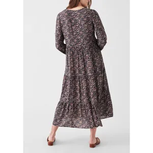 Faherty Isabella Dress Black Belmar Paisley Viscose Crepe Maxi WDH2104-BLB Small thumbnail 2
