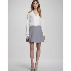 Thyskens Theory Seedo Quilted Skirt A-line Ice Gray Blue‎ Preppy Minimal Women 6 thumbnail 13