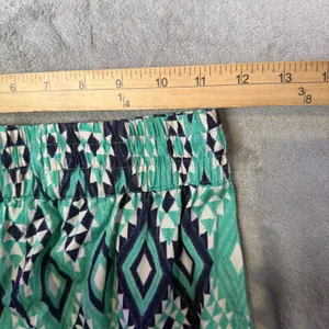 BOHO Wide Leg Palazzo‎ Pants Size S Green Geometric Smocked Waist Festival Flowy thumbnail 12