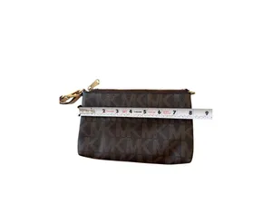 MICHAEL KORS Brown Logo Saffiano Leather Wristlet Zip Clutch Bag thumbnail 3