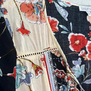 Patrons of Peace Red Blue Cream Floral Mini Dress Ruffle Festival Boho Hippie thumbnail 5