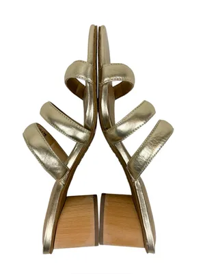 NYDJ Giacomo‎ Strappy Square Toe Heeled Sandals Gold Metallic Size 9 thumbnail 4