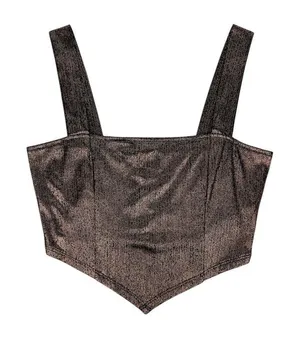 Forever 21 Bronze Brown Gold Metallic Crop Top Square‎ Neck Size Medium thumbnail 1