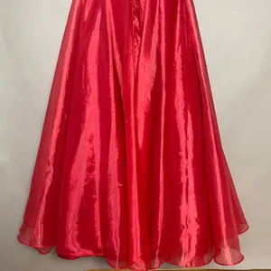 Vintage Y2K Prom Dress Corset Back Glitter Red Lace Attached Top Skirt Lace-Up thumbnail 6
