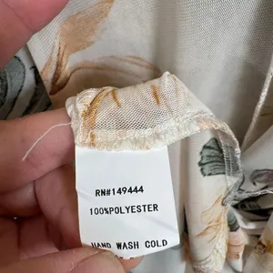 SirenLily White Green Tropical Magnolia Print Mesh Duster Medium thumbnail 6
