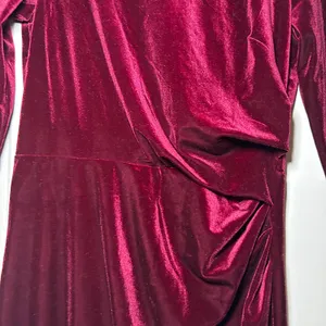 Eliza J Womens Burgundy Velvet Side Drape 3/4 Sleeve Sheath Dress Size 8 Holiday thumbnail 2
