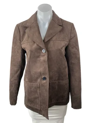 H&M Women's Brown Long Sleeve Button Up Notch Lapel Blazer Coat Jacket Size XS thumbnail 1