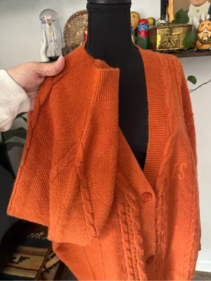 Official Taylor Swift The Life of a Showgirl Burnt Orange Cable Knit Cardigan thumbnail 4