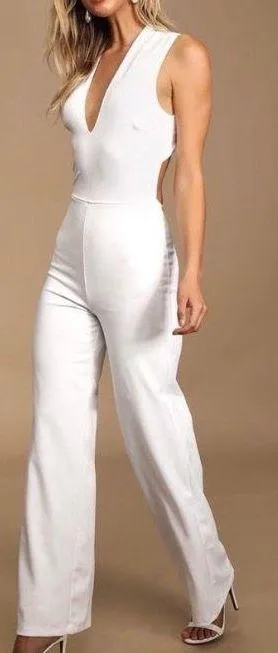 Lulus Thinking Out Loud White Jumpsuit thumbnail 1