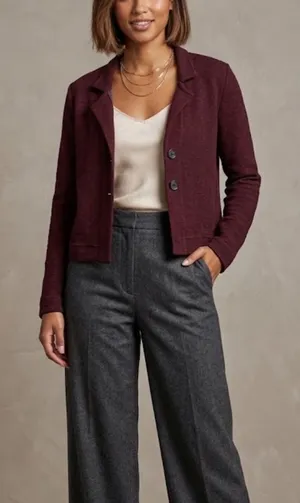 Cut Loose Red Black Ribbed Knit Button Front Lightweight Jacket Size S thumbnail 1