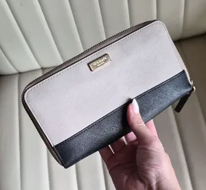 Kate Spade Two-Tone Zip Wallet in Cream and Black thumbnail 1