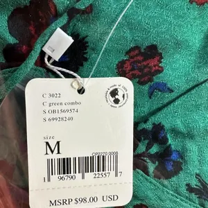 Free People Hilary Floral Printed Low Square Back Top Teal M thumbnail 8