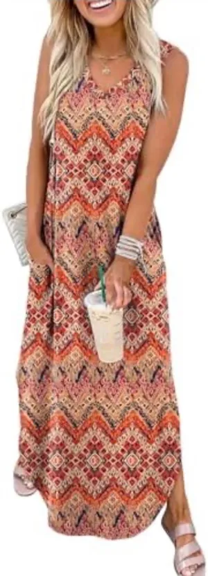 Boho dress size large Orange thumbnail 1