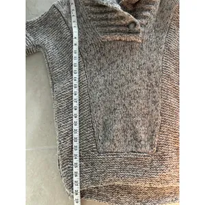 Theory Wool Sweater Womens Petite Gray Short Sleeve Chunky Cashmere Y2K Preppy‎ thumbnail 6